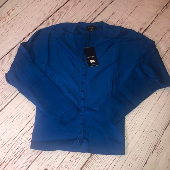 Rondina Designer V Neck Blue Cardigan - Picture 2 of 7